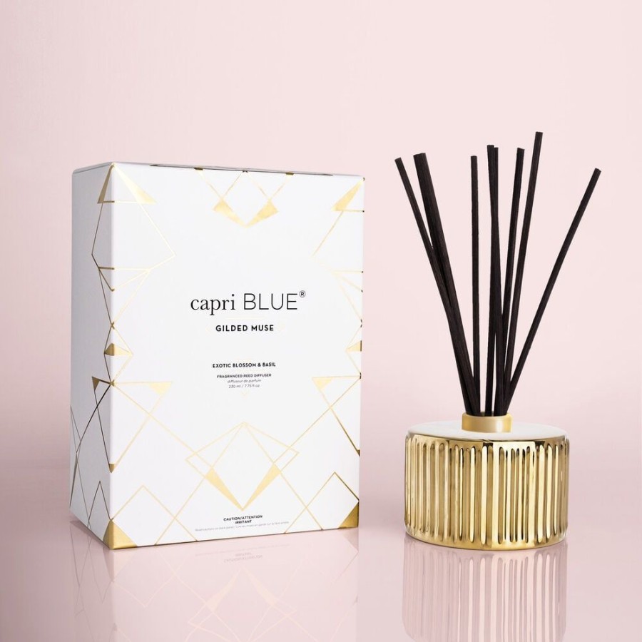 Capri Blue Exotic Blossom & Basil Gilded Reed Diffuser, 7.75 Fl Oz | Diffusers