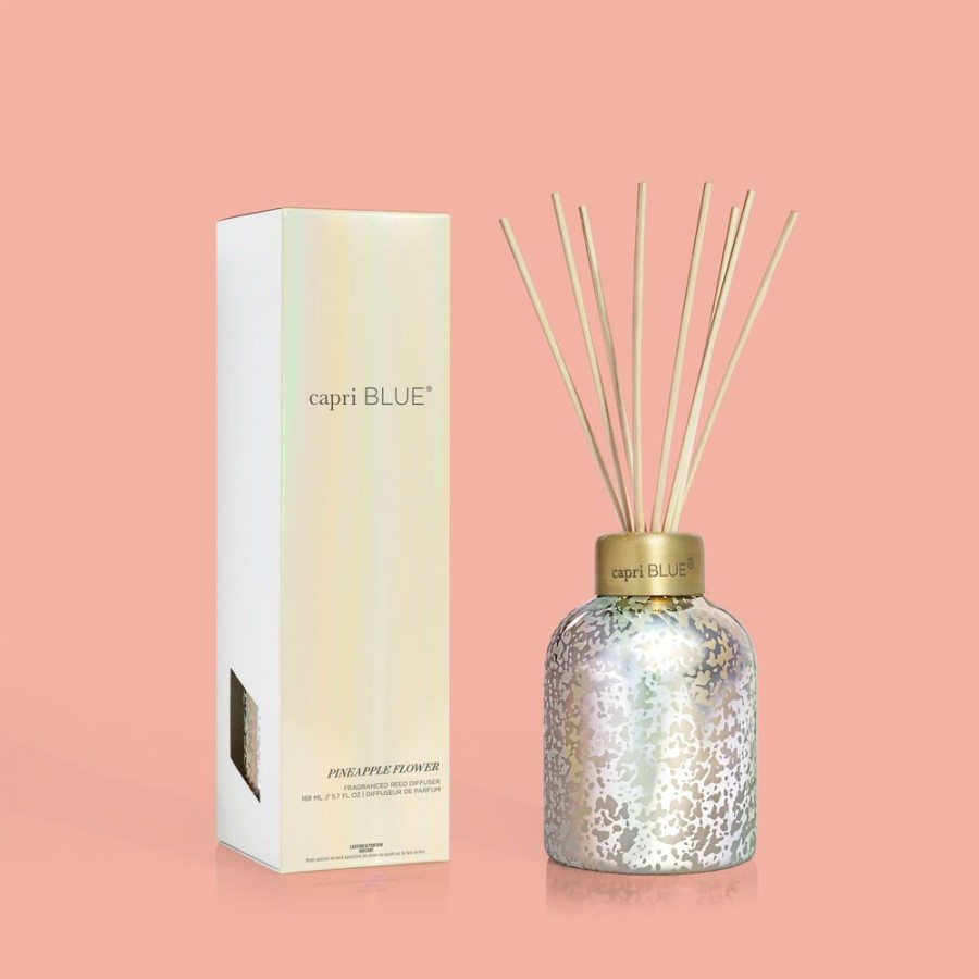 Capri Blue Pineapple Flower Mercury Iridescent Petite Reed Diffuser, 5.7 Fl Oz | Diffusers