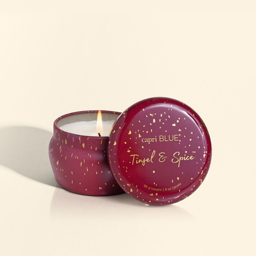 Capri Blue Tinsel & Spice Glimmer Mini Tin, 3 Oz | Candles