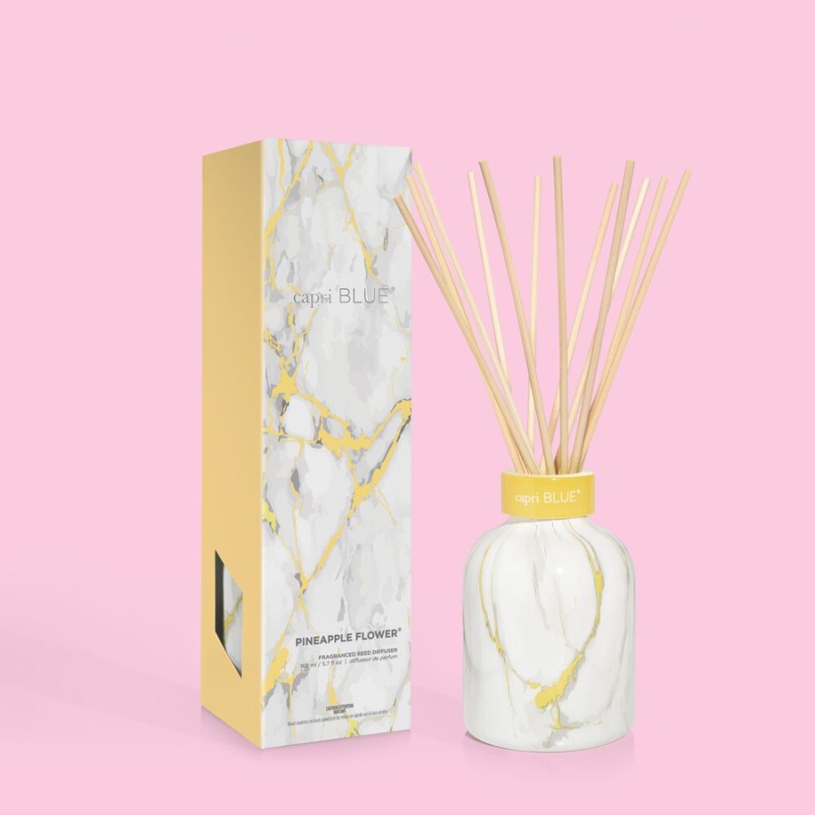 Capri Blue Pineapple Flower Modern Marble Petite Reed Diffuser, 5.7 Fl Oz | Diffusers