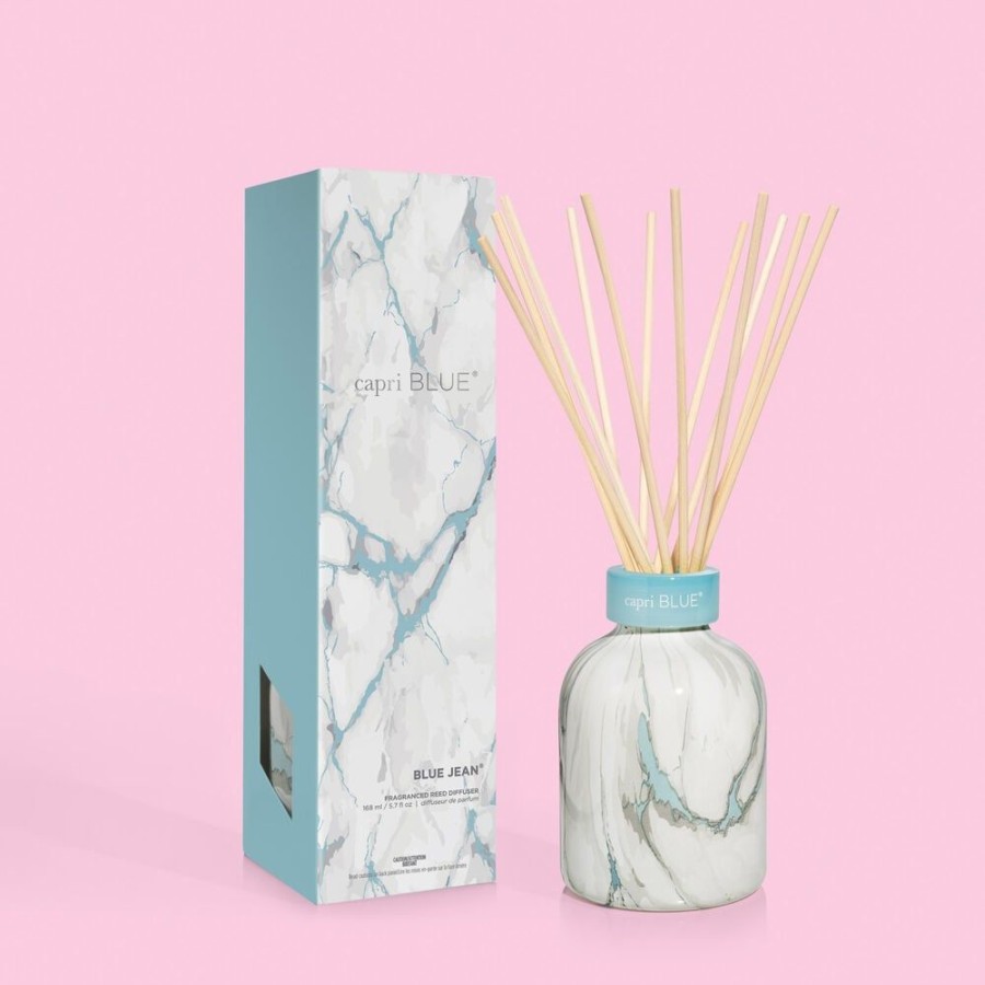 Capri Blue Blue Jean Modern Marble Petite Reed Diffuser, 5.7 Fl Oz | Diffusers