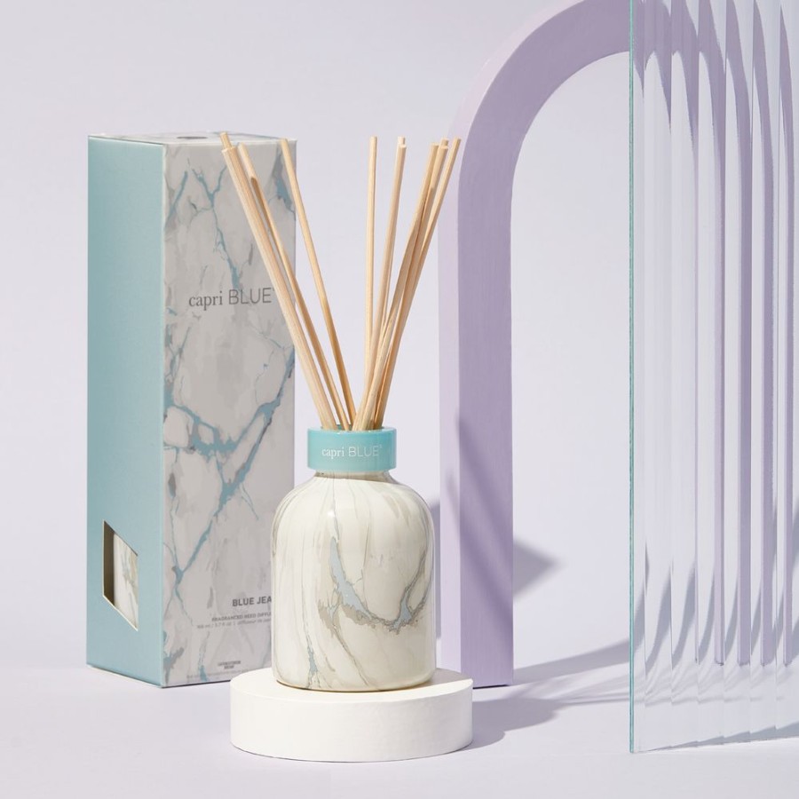 Capri Blue Blue Jean Modern Marble Petite Reed Diffuser, 5.7 Fl Oz | Diffusers
