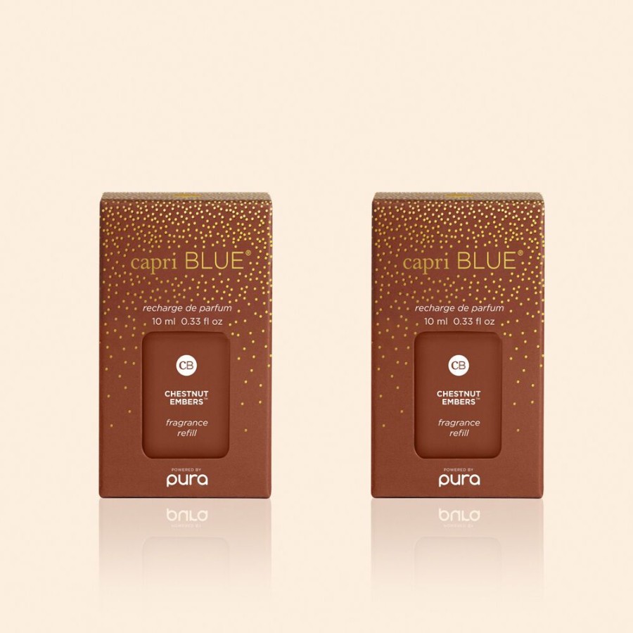Capri Blue Cb + Pura Pura Diffuser Refill 2Pk Bundle, Chestnut Embers | Pura Smart Home Fragrance